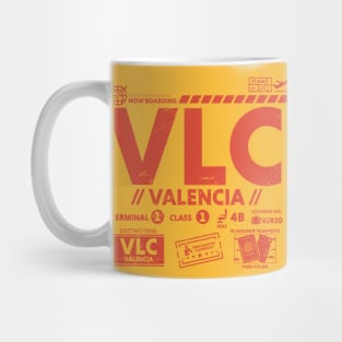 Vintage Valencia VLC Airport Code Travel Day Retro Travel Tag Spain Mug